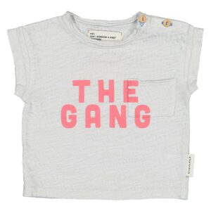 Camiseta manga corta bebé y niños algodón gris frase "THE GANG" Piupiuchick