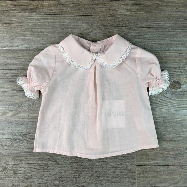 Camisa rosa manga corta y cuello bebé Paloma de la O