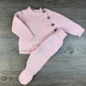 Conjunto polaina y jersey canalé rosa WeDoble